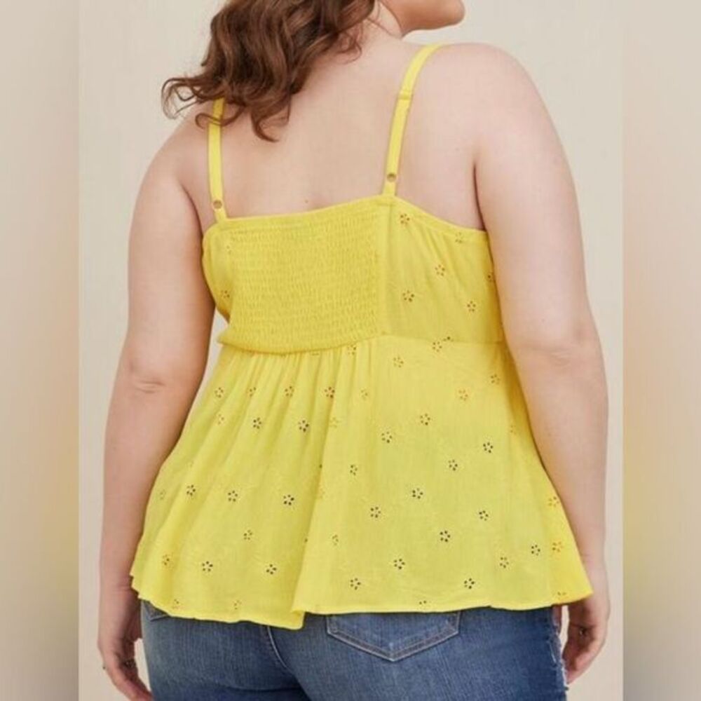 Torrid Peplum Eyelet Cami babydoll sleeveless blouse top yellow‎ size 1X - Picture 2 of 13